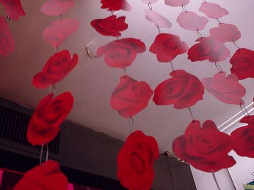Apartments in Uptown Houston, Galleria Area Red roses hanging from the ceiling in an apartment.