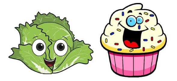 Apartments in Uptown Houston, Galleria Area A cartoon lettuce and a cupcake with a smile on their faces, living in apartments in Uptown Houston.