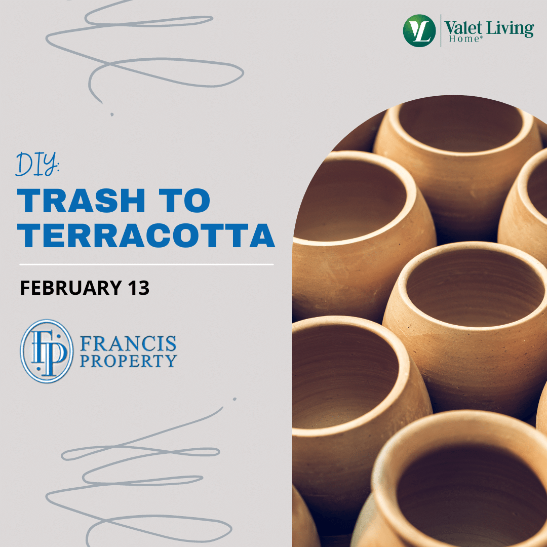 Apartments in Uptown Houston, Galleria Area Transform your DIY trash into stylish terracotta art on February 13 in Uptown Houston or the Galleria area apartments.