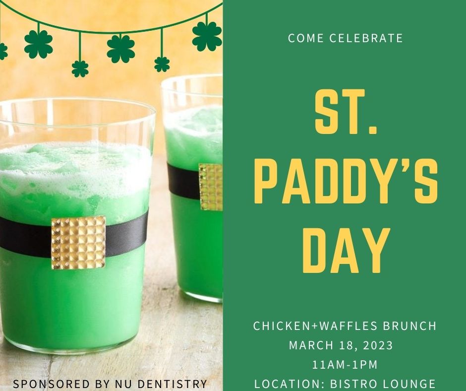 Apartments in Uptown Houston, Galleria Area St. Patrick's Day brunch featuring chicken waffles in Uptown Houston.